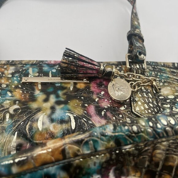 Brahmin Medium Asher Retrogade Melbourne Croc Embo Leather Satchel New - Picture 6 of 10